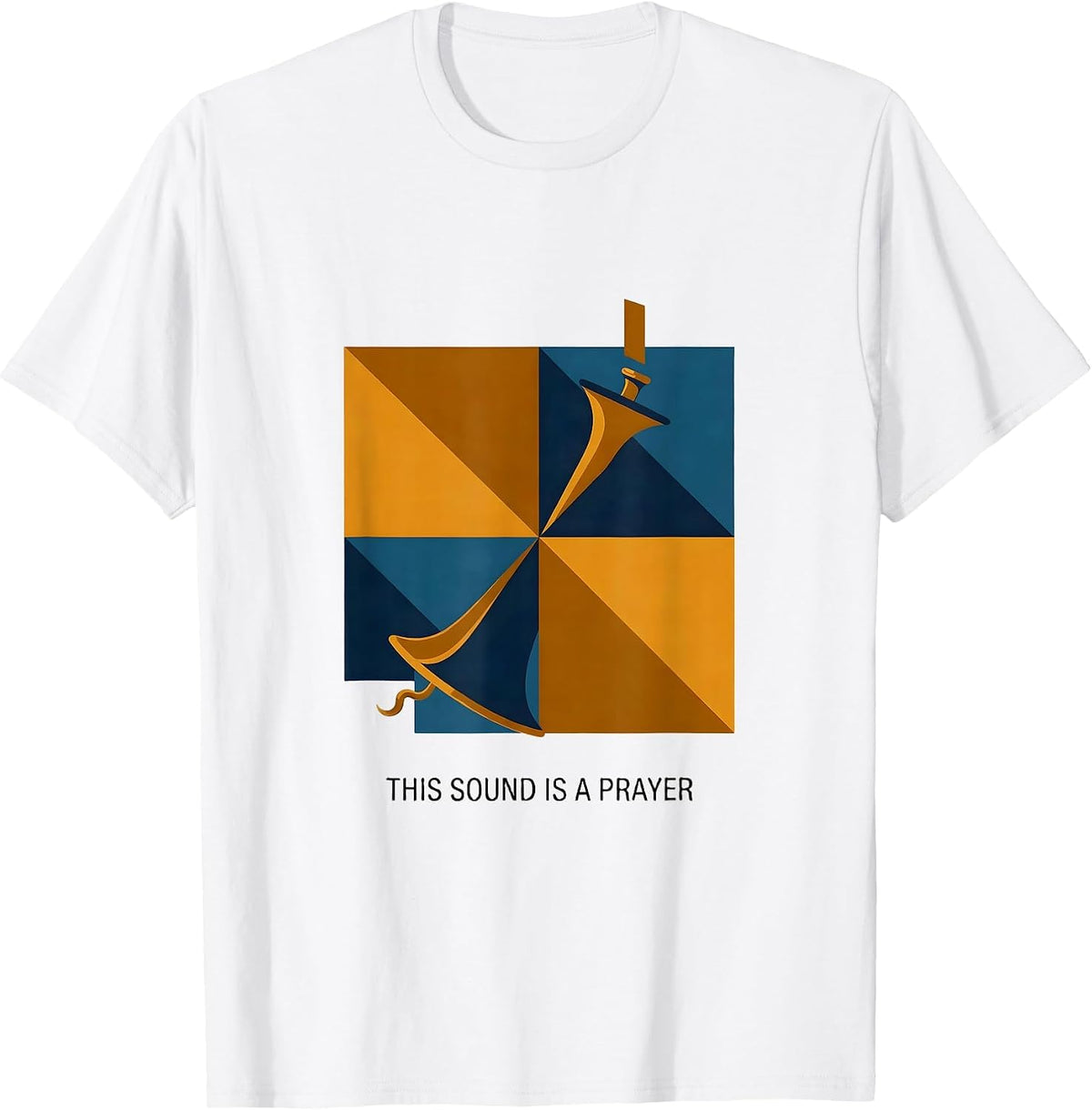 This Sound Is A Prayer Quilt Block Patchwork Trumpet Player T-Shirt - White