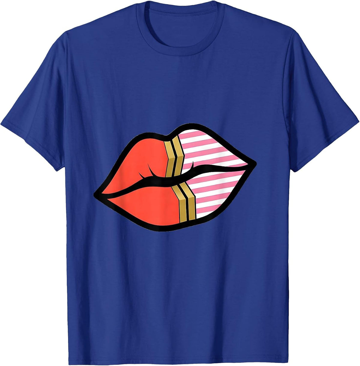 Gigi Lipstick Kiss Mark Vanity Mirror Graphic T-Shirt - Royal Blue