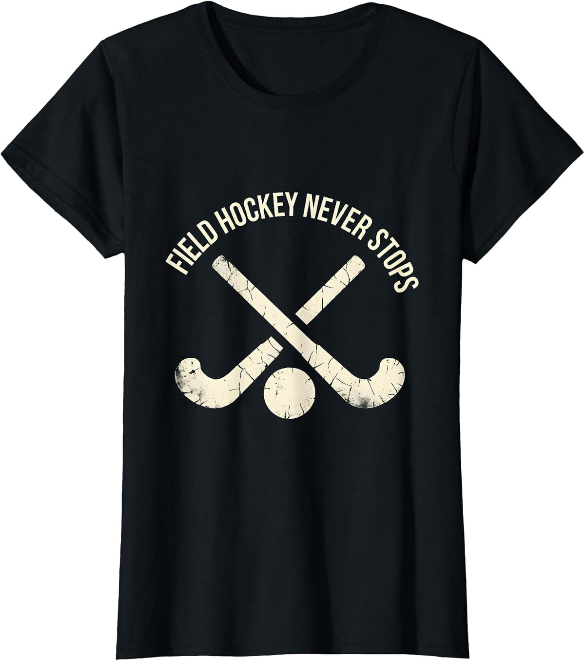 Field Hockey Never Stops Passionate Player Design T-Shirt - Black