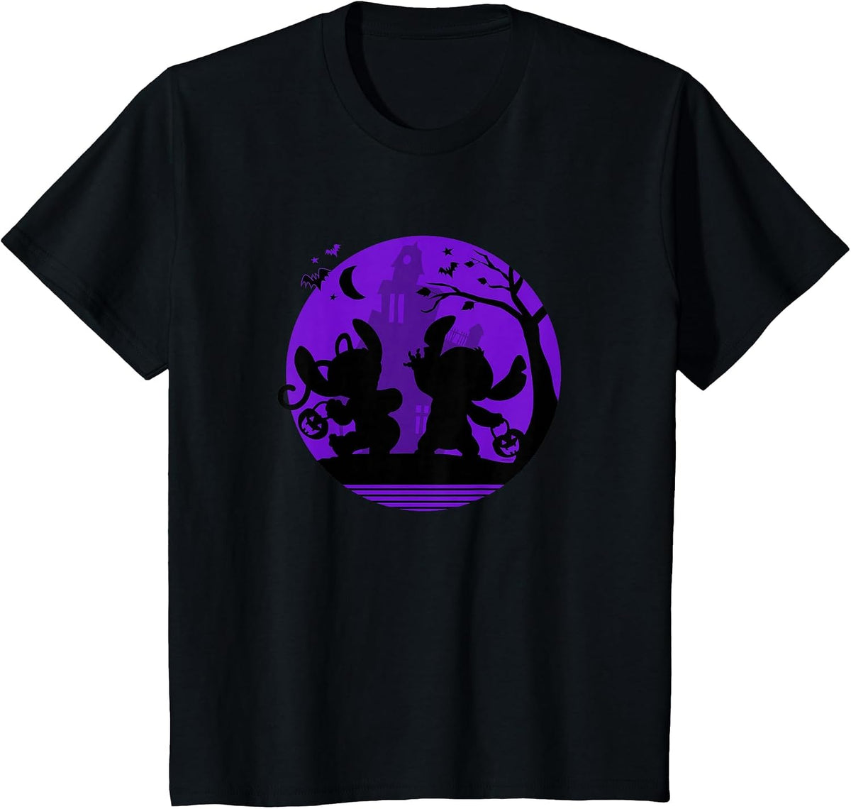 Disney Stitch and Angel Trick or Treat Halloween T-Shirt - Black