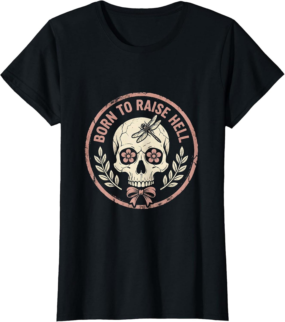 Born to Raise Hell Skull Graphic Design T-Shirt - Black