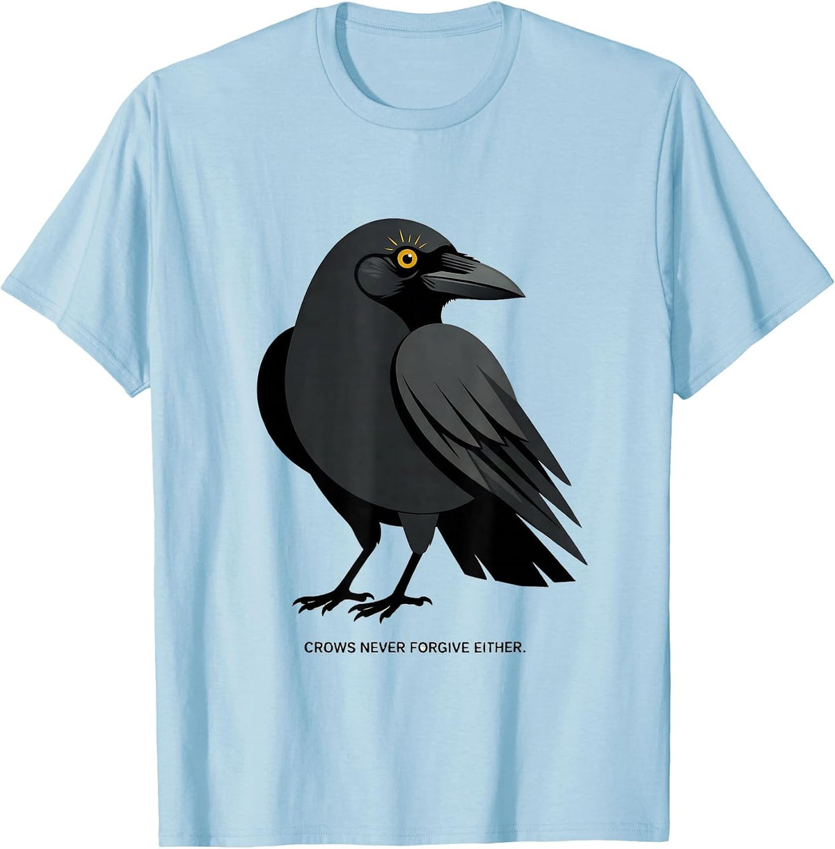 Men's Crows Never Forgive Dark Bird Graphic Design T-Shirt - Baby Blue