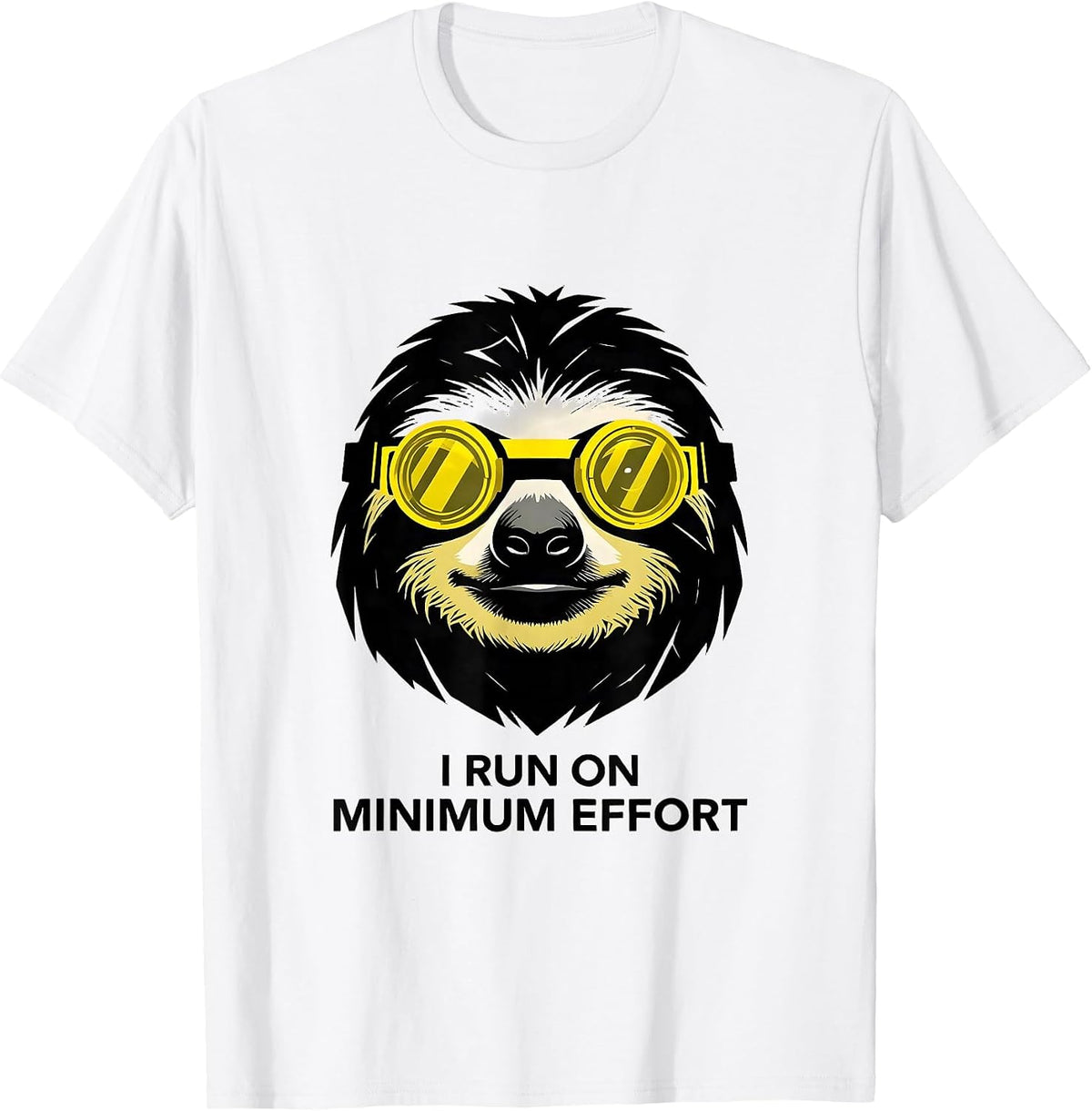 Men's I Run On Minimum Effort Funny Sloth Novelty Animal Lover T-Shirt - White