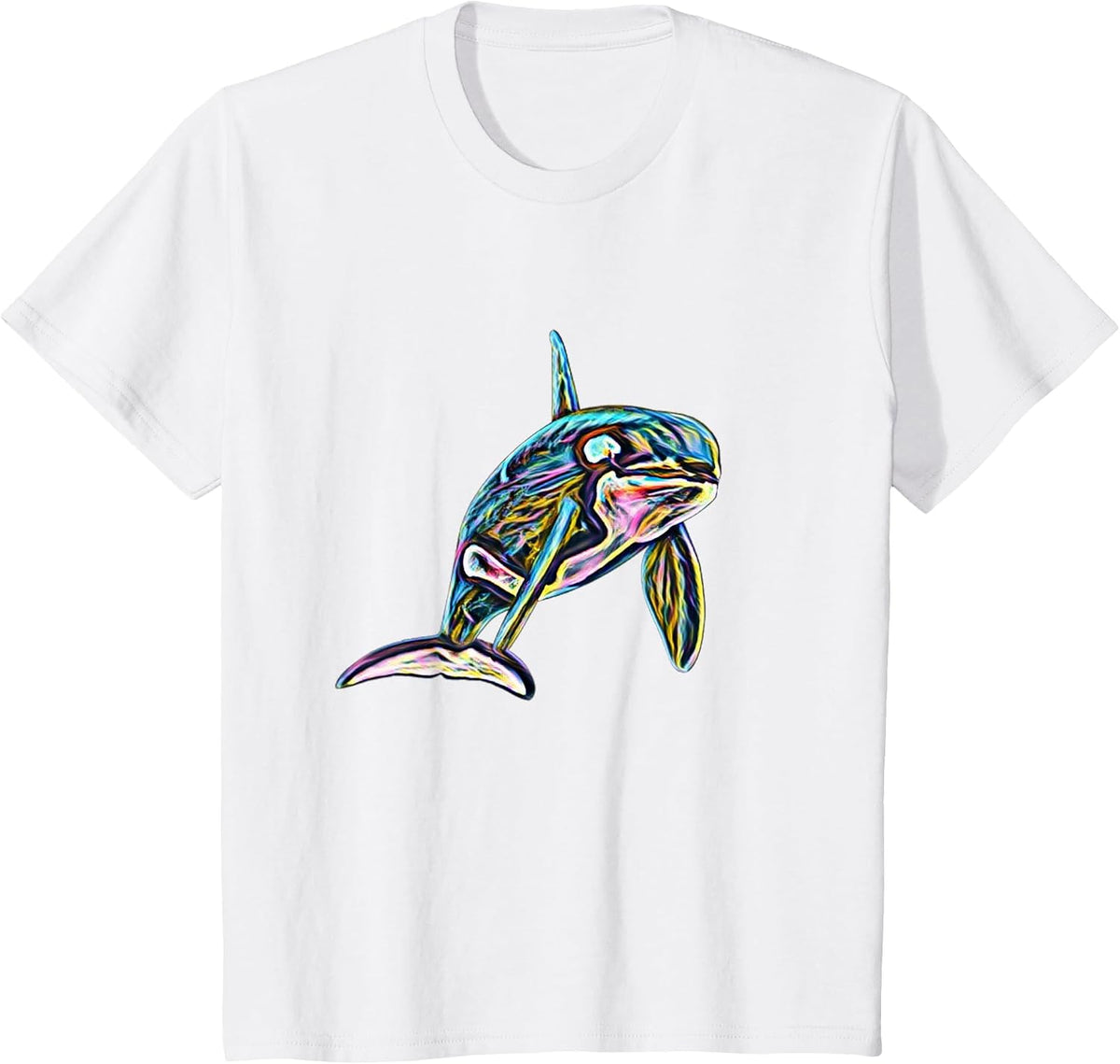 Orca Motif Whale Ocean Predator Design T-Shirt - White