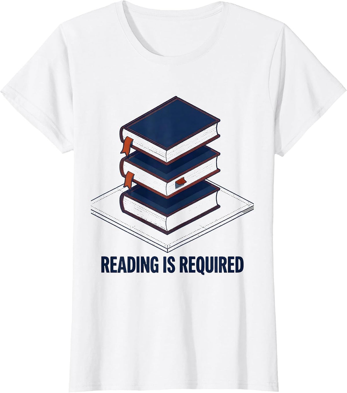 Reading Is Required Exploded Book Stack Literary Humor T-Shirt - White