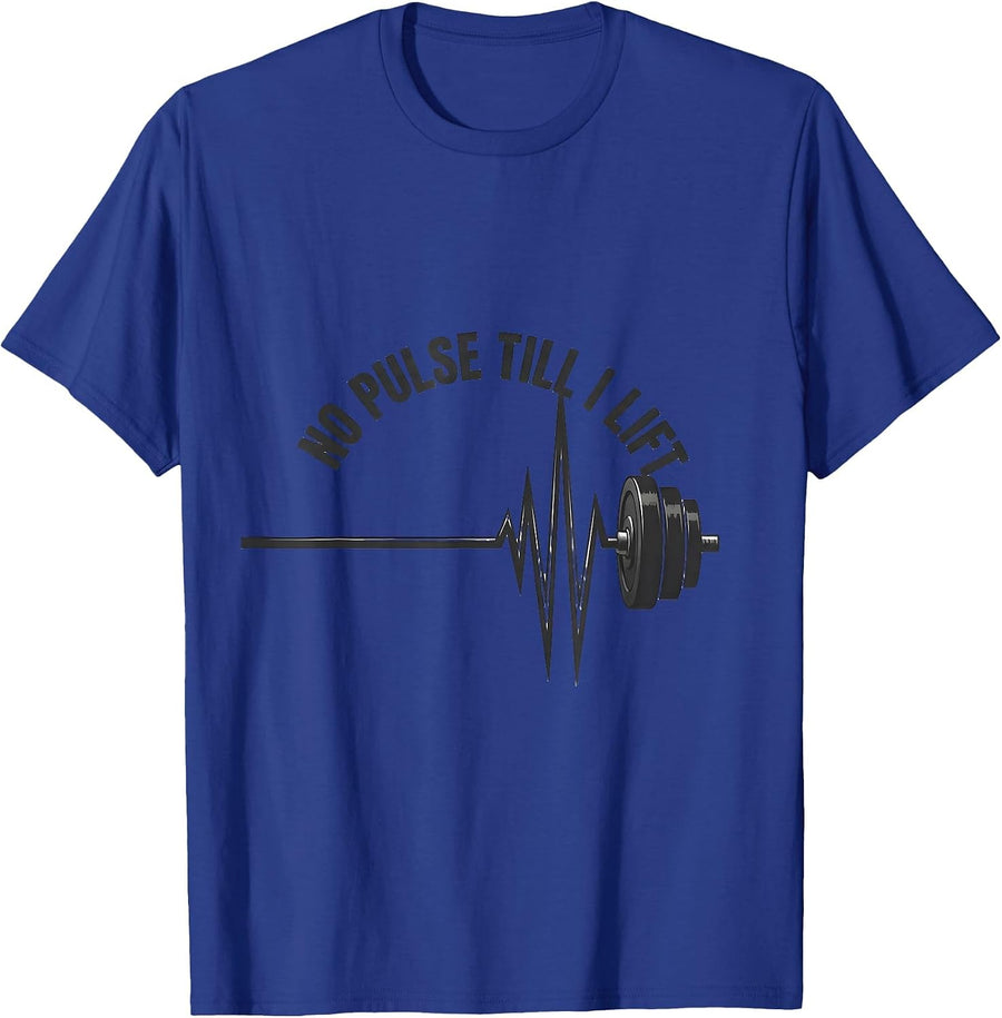 No Pulse Till I Lift Monochromatic Fitness Humor Novelty T-Shirt - Royal Blue
