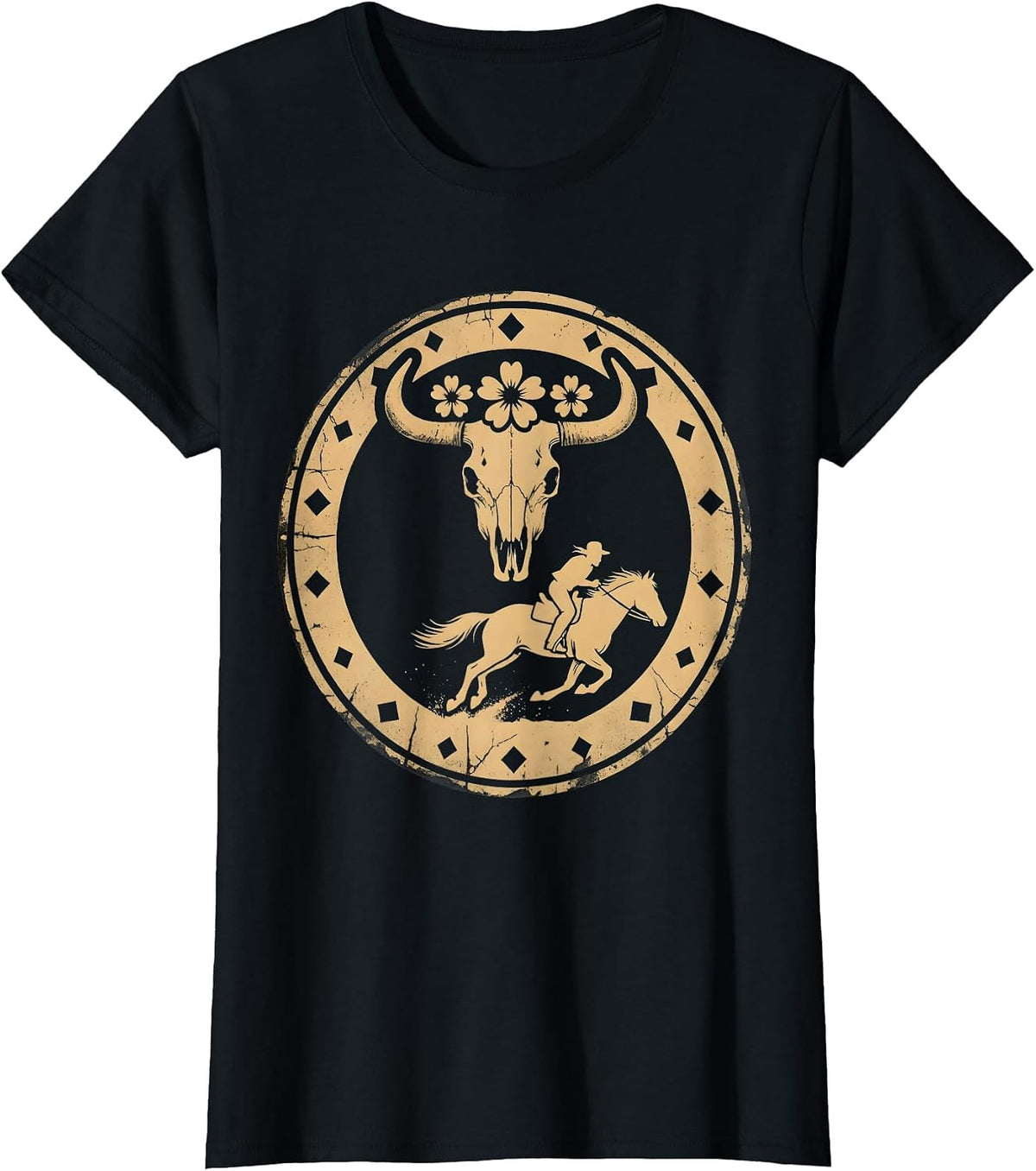 Barrel Racer Leaning Into The Turn Rodeo Graphic T-Shirt - Black