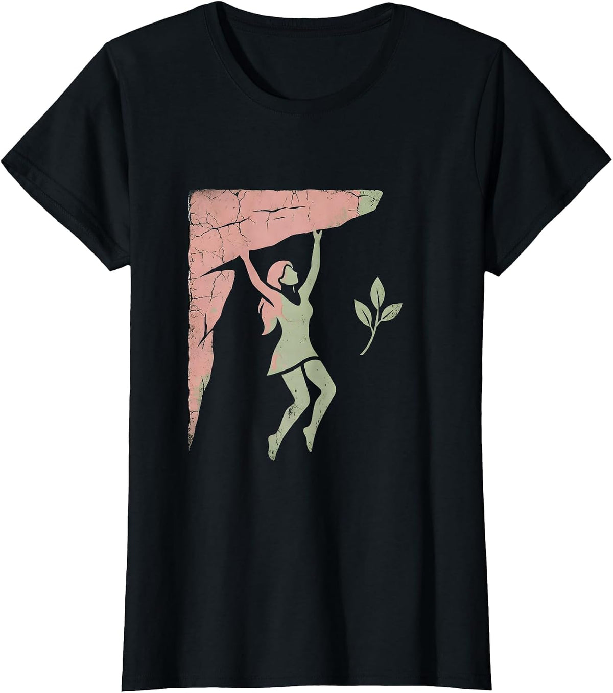 Do It Lady Rock Climber Cliff Hanger Graphic T-Shirt - Black