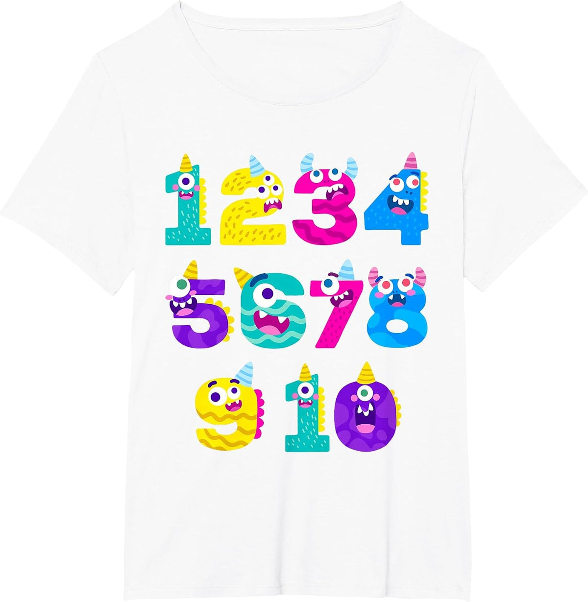Funny Math Monster Numbers Learning Tee | School Education T-Shirt - White