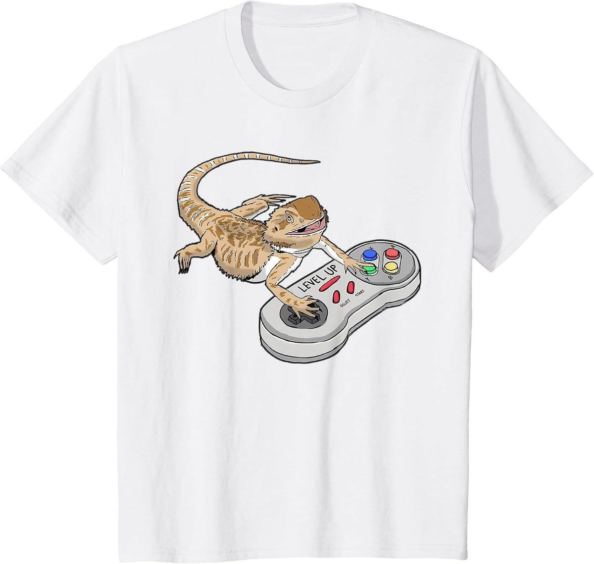 Bearded Dragon Playing Video Game Reptiles Pagona Gamers T-Shirt - White