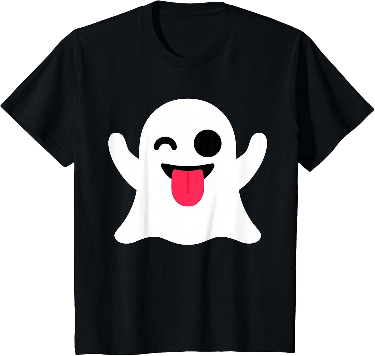 Funny Emoticon Cute Ghost Boo Face Halloween Costume T-Shirt - Black