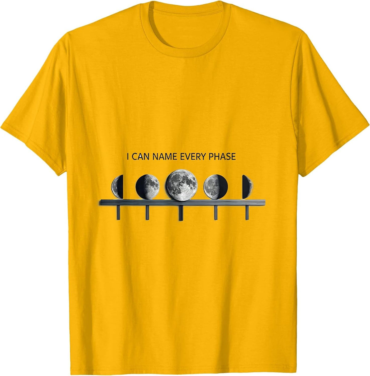 Men's I Can Name Every Phase Astronomy Lunar Cycle Celestial T-Shirt - Golden Yellow