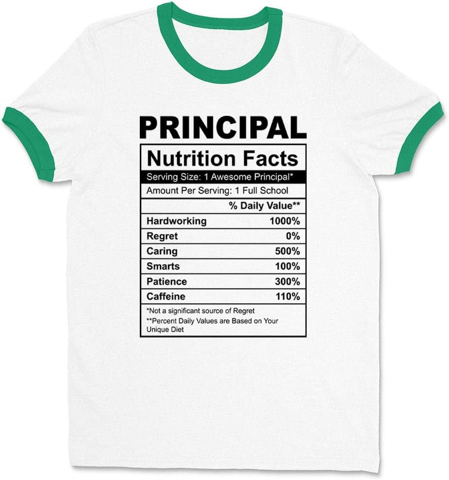 Principal Nutrition Facts Ringer Tee Shirt Unisex - White\/Kelly Green