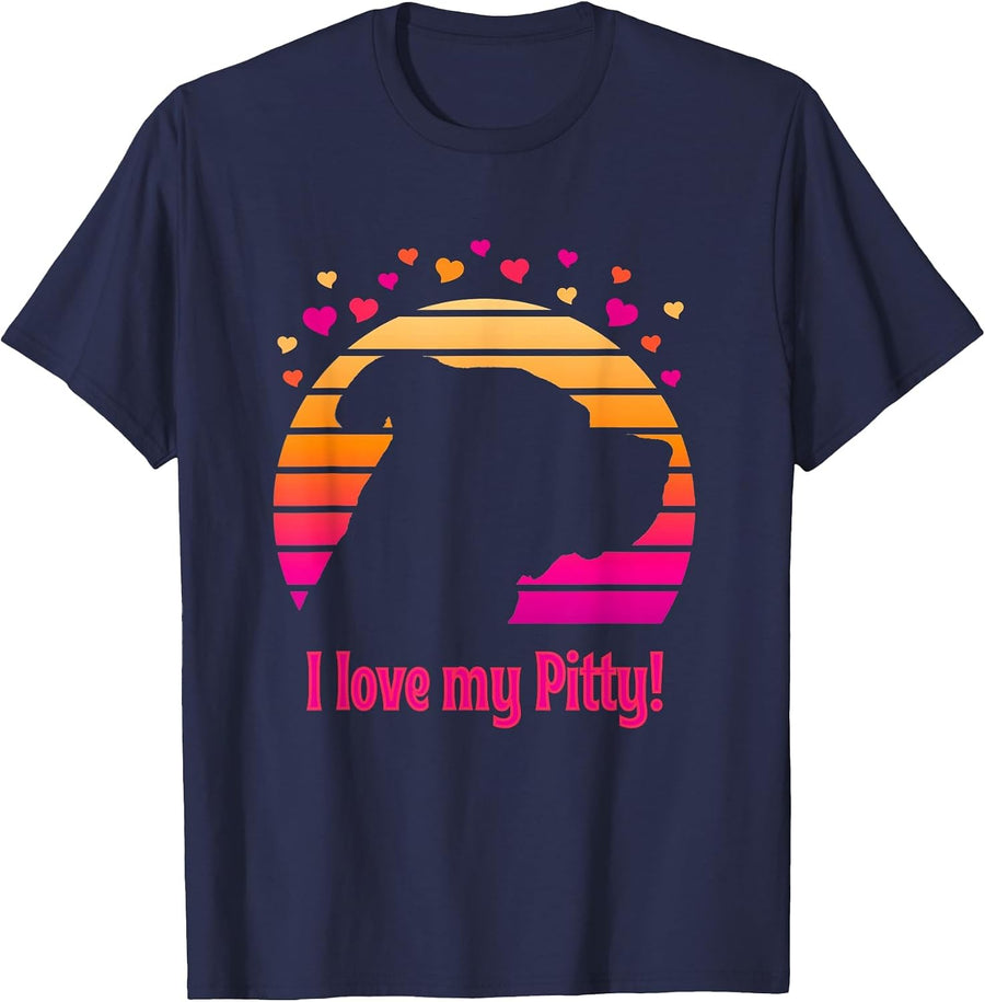I Love My Pitty, Pittbull, Staffordshire for Men & Women T-Shirt - Navy Blue