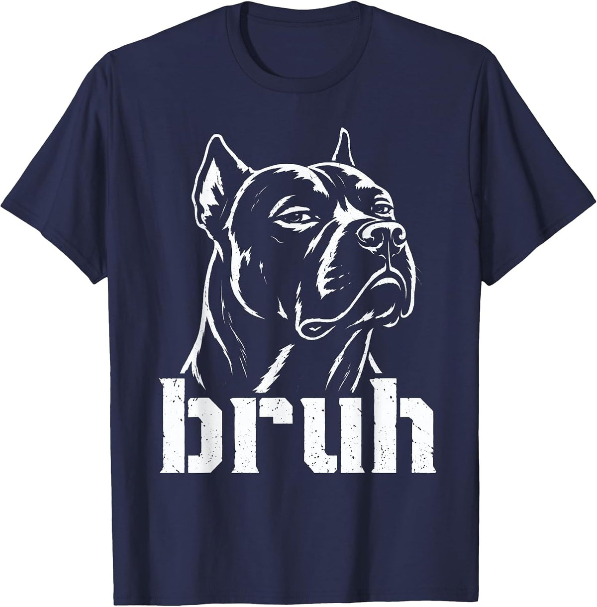 Bruh Funny Pitbull Meme Graphic Dog Dad Pittie Lovers T-Shirt - Navy Blue
