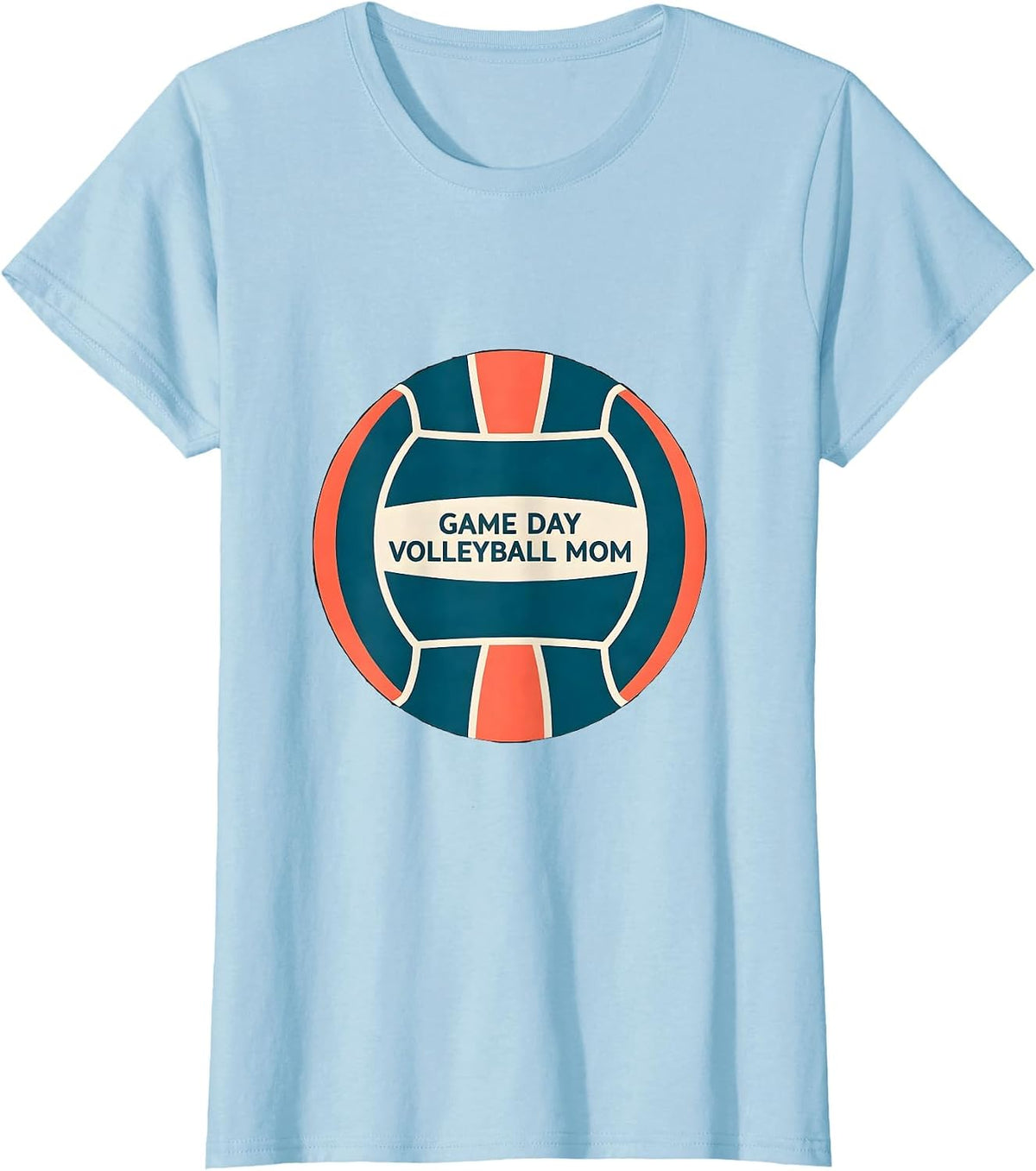 Game Day Volleyball Mom Disrupted Stripe Graphic Team Colors T-Shirt - Baby Blue