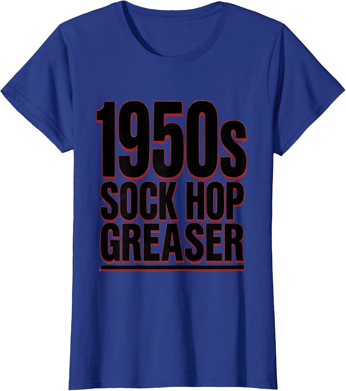 Women's 1950s Sock Hop Greaser Retro Rockabilly Party Costume T-Shirt - Royal Blue