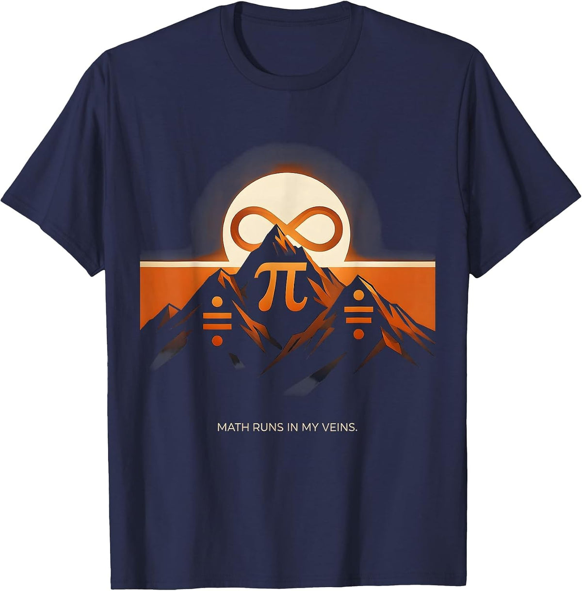 Math Runs In My Veins Math Teacher Design T-Shirt - Navy Blue
