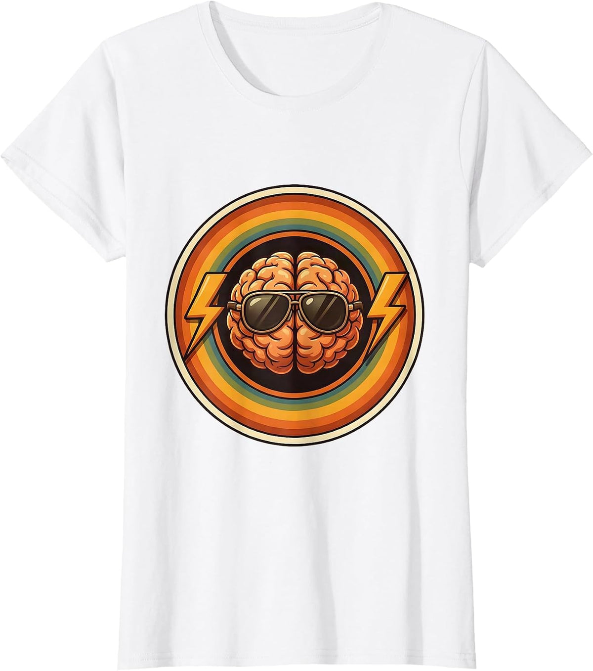 Rizz Em With The Tism Cool Brain Graphic T-Shirt - White
