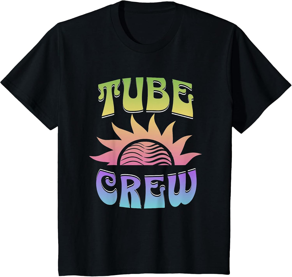 Summer Groovy River Tubing Tube Crew Matching Float Trip T-Shirt - Black