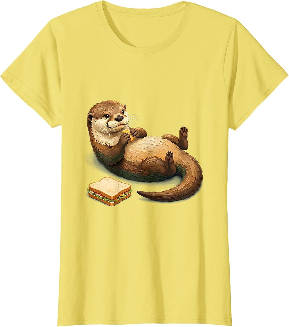 Otter Snack Time Storybook Humor Otter Lover Gift T-Shirt - Lemon Yellow