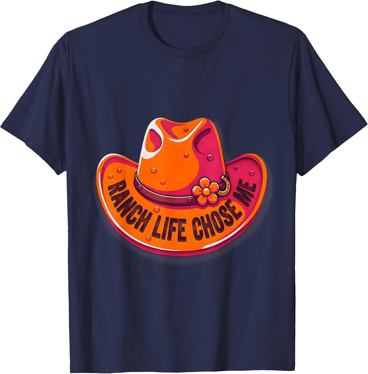 Men's Ranch Life Chose Me Cowboy Western Design T-Shirt - Navy Blue