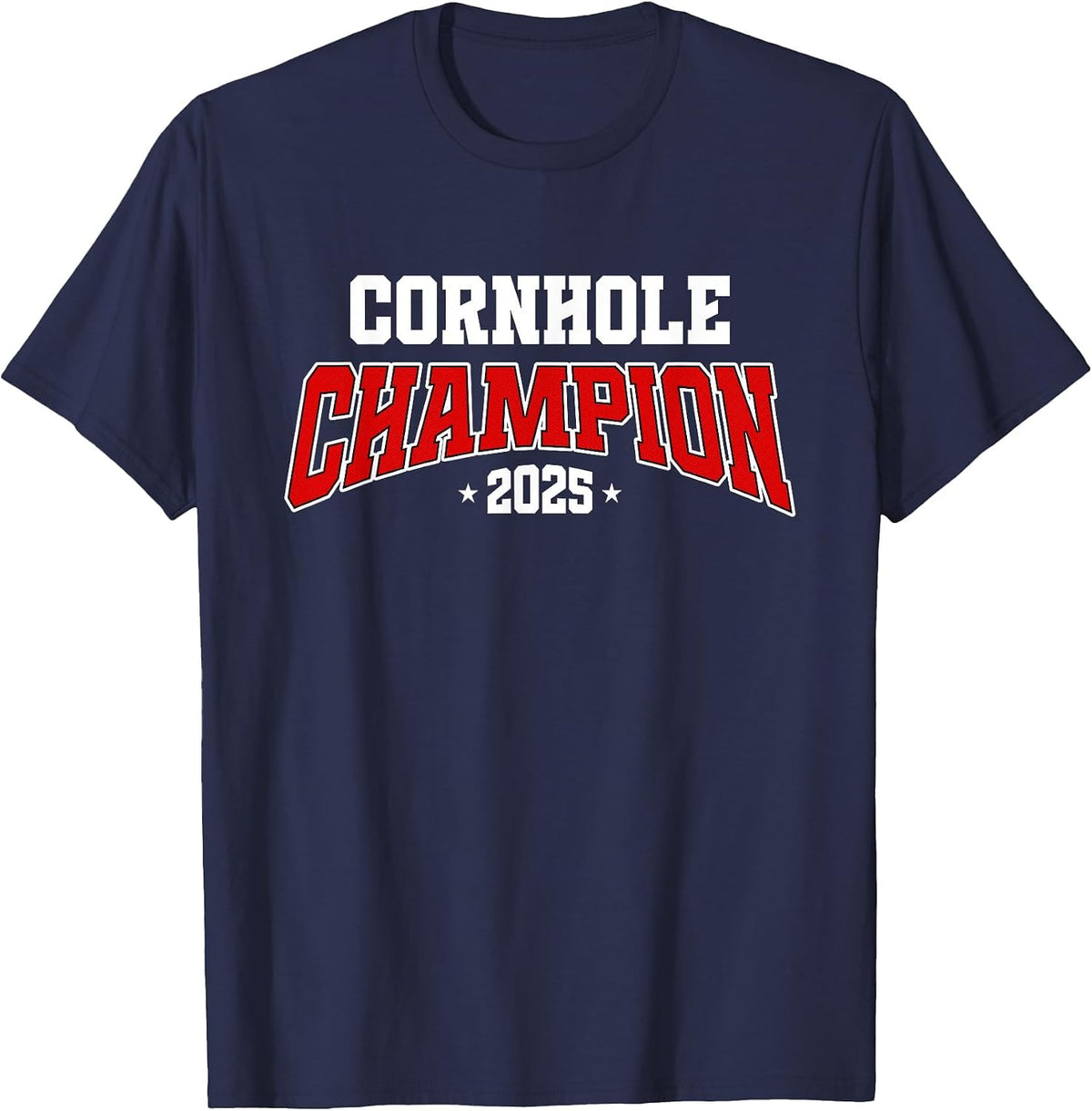 Cornhole Champion 2025, Cornhole Bags Tournament Winner T-Shirt - Navy Blue
