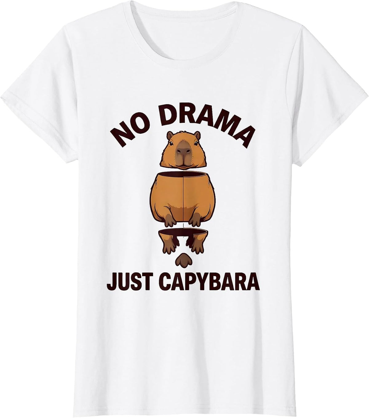 No Drama Just Capybara Funny Animal Design T-Shirt - White