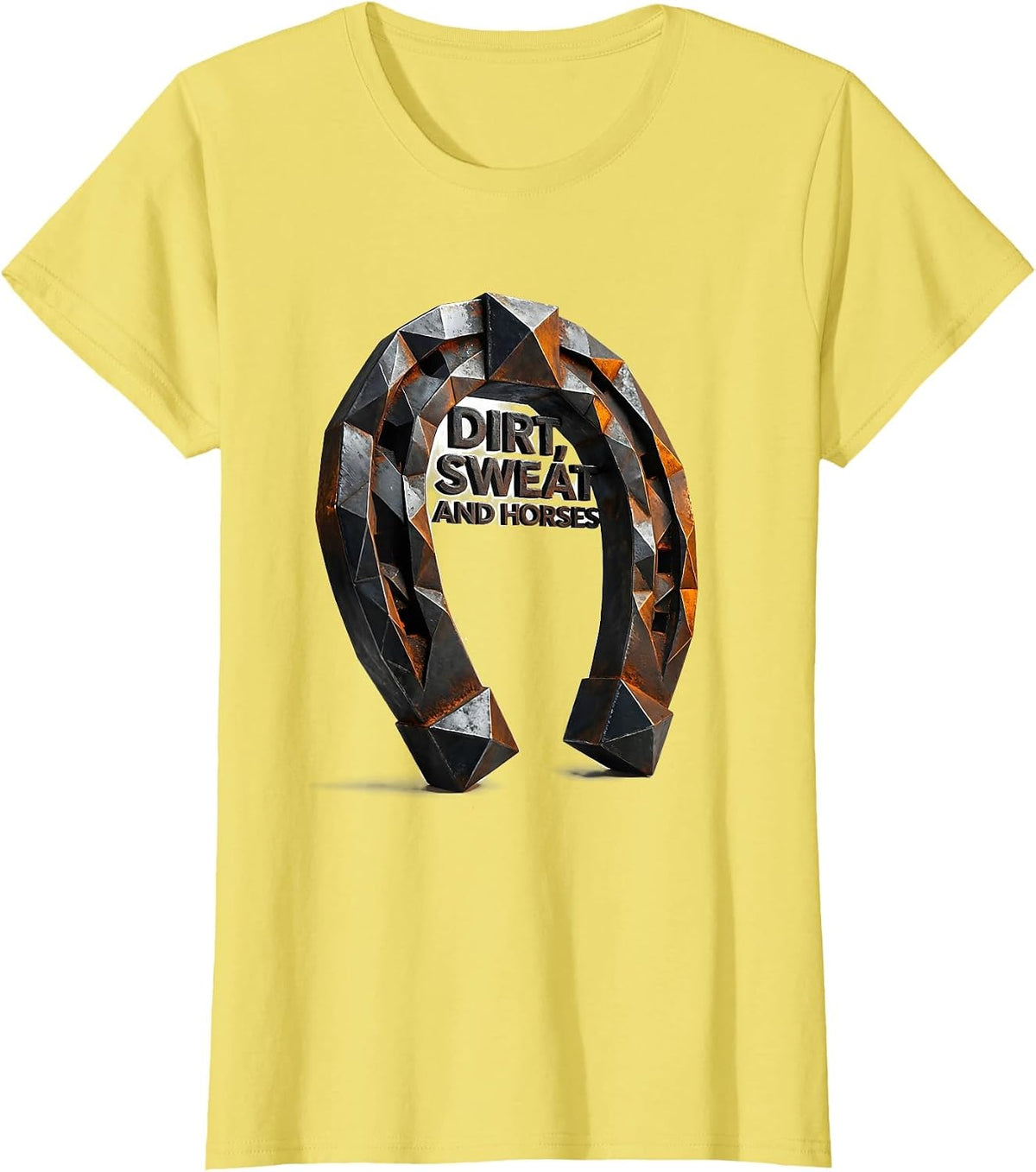 Dirt Sweat and Horses Equestrian Design T-Shirt - Lemon Yellow
