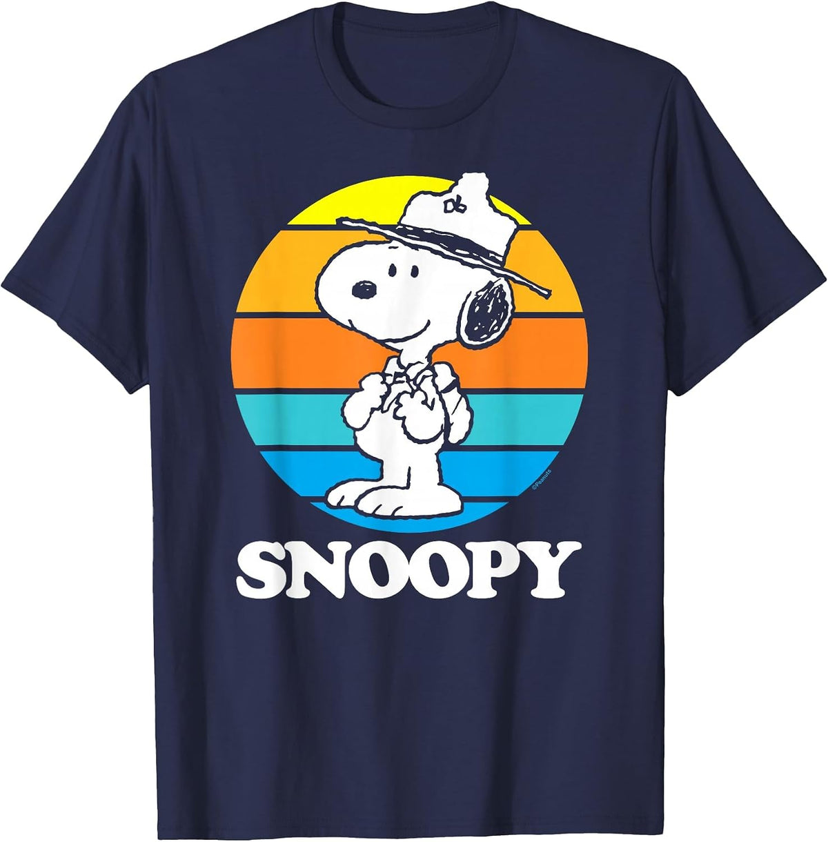 Peanuts - Snoopy Beagle Scout Sunset T-Shirt - Navy Blue