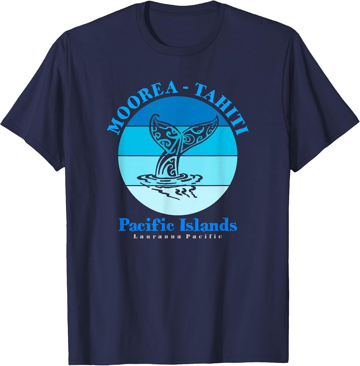 Whale Tail Moorea Tahiti Ocean T-Shirt - Navy Blue