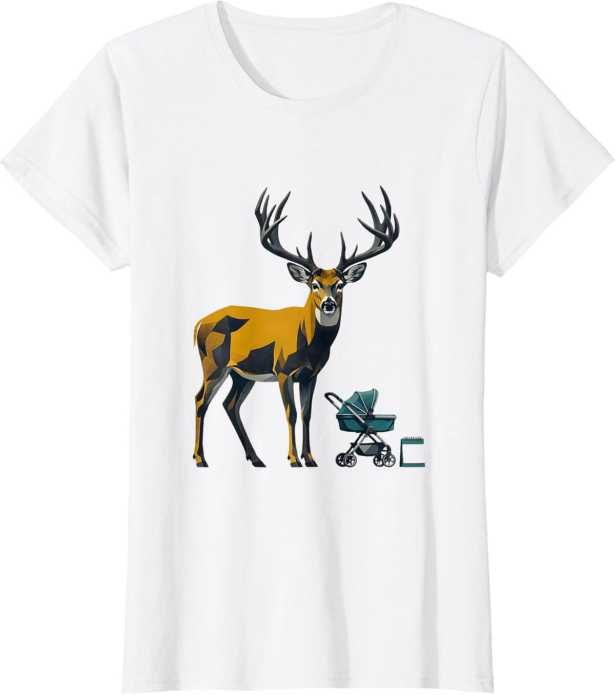 Whitetail Buck Midcentury Modern Deer Hunter Humor T-Shirt - White