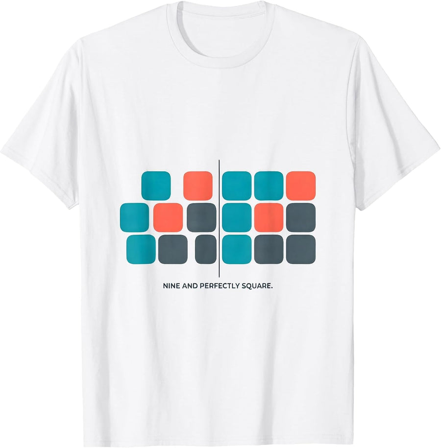 Men's Nine And Perfectly Square Math Nerd Birthday Gift for Kids T-Shirt - White