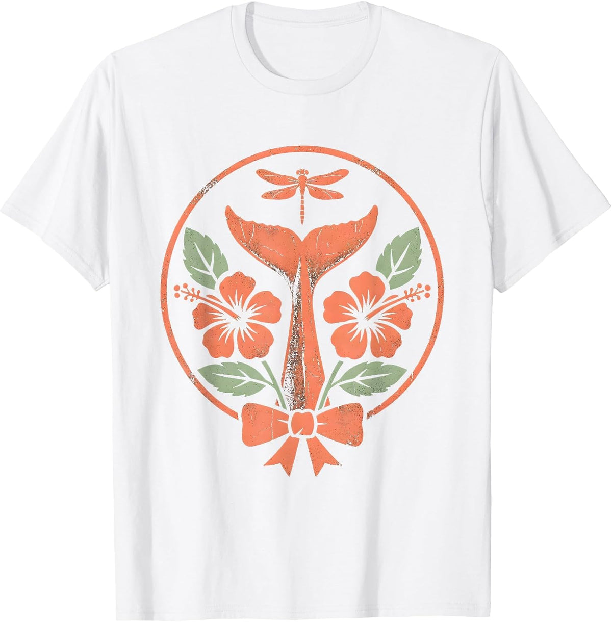 Men's Hawaiian Whale Tail Ocean Dusk Illustration T-Shirt - White