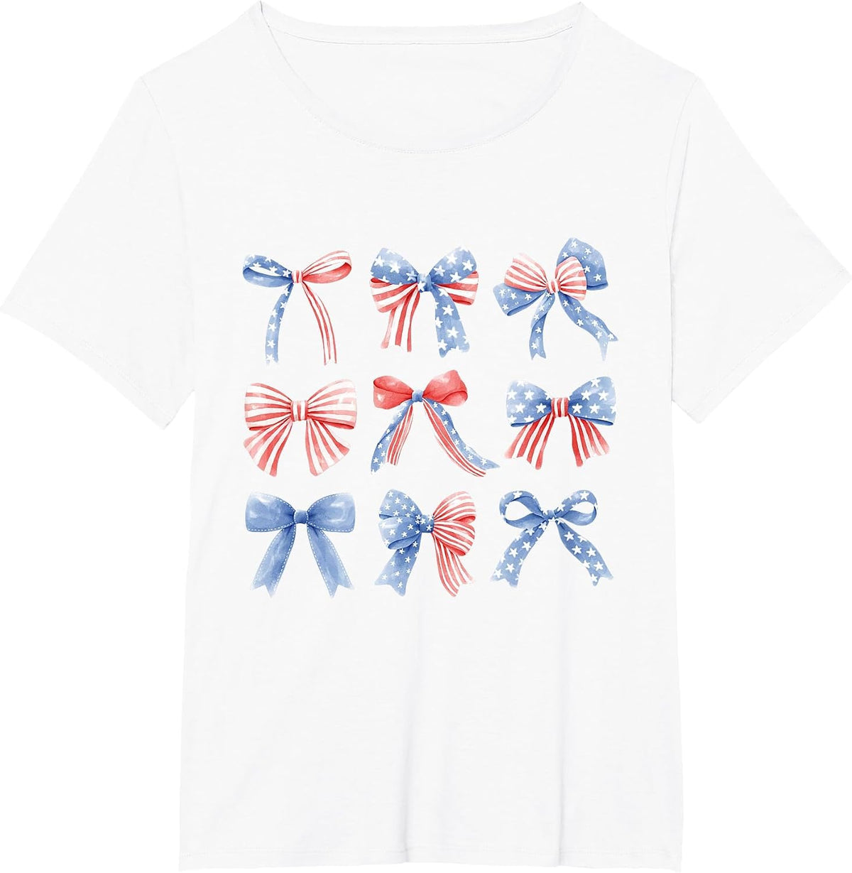 Coquette Red White & Blue Patriotic Bows Retro July 4th T-Shirt - White