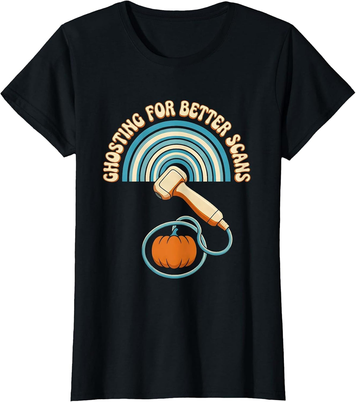 Ghosting For Better Scans Retro Sonographer Halloween Humor T-Shirt - Black