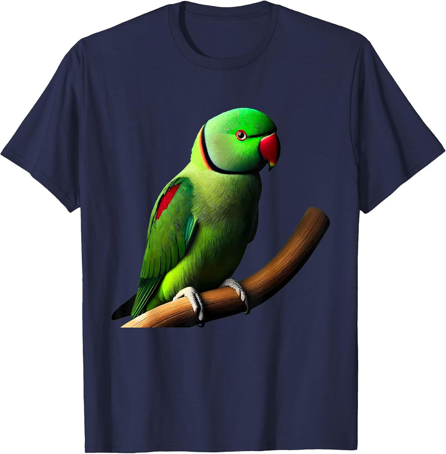Ringneck Parrot Parakeet Bird Lover T-Shirt - Navy Blue