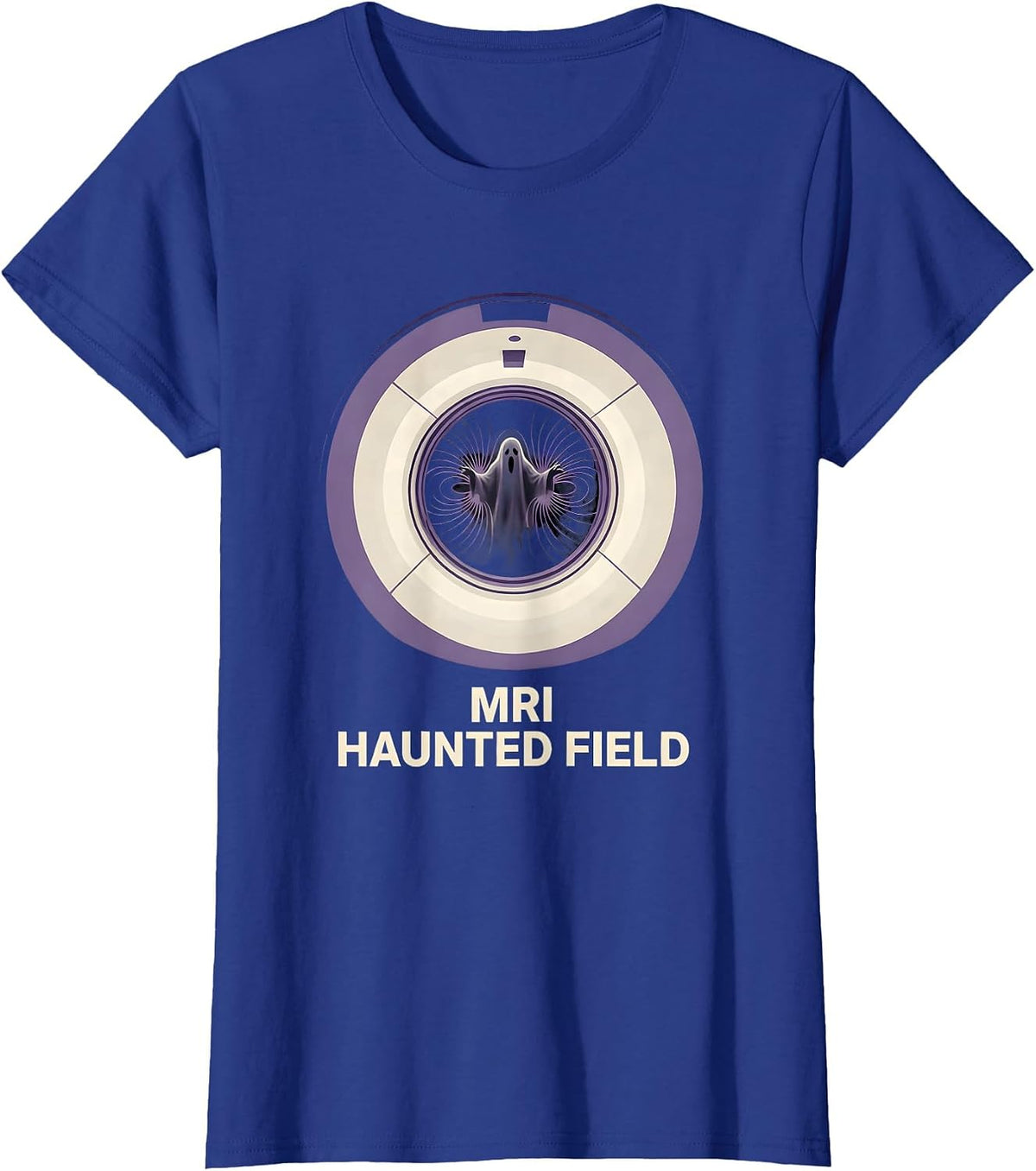 Women's MRI Haunted Field Funny Radiology Tech Halloween Ghost T-Shirt - Royal Blue
