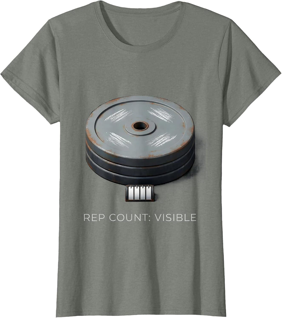 Rep Count Visible Funny Gym Meme Weightlifting Workout T-Shirt - Olive Heather