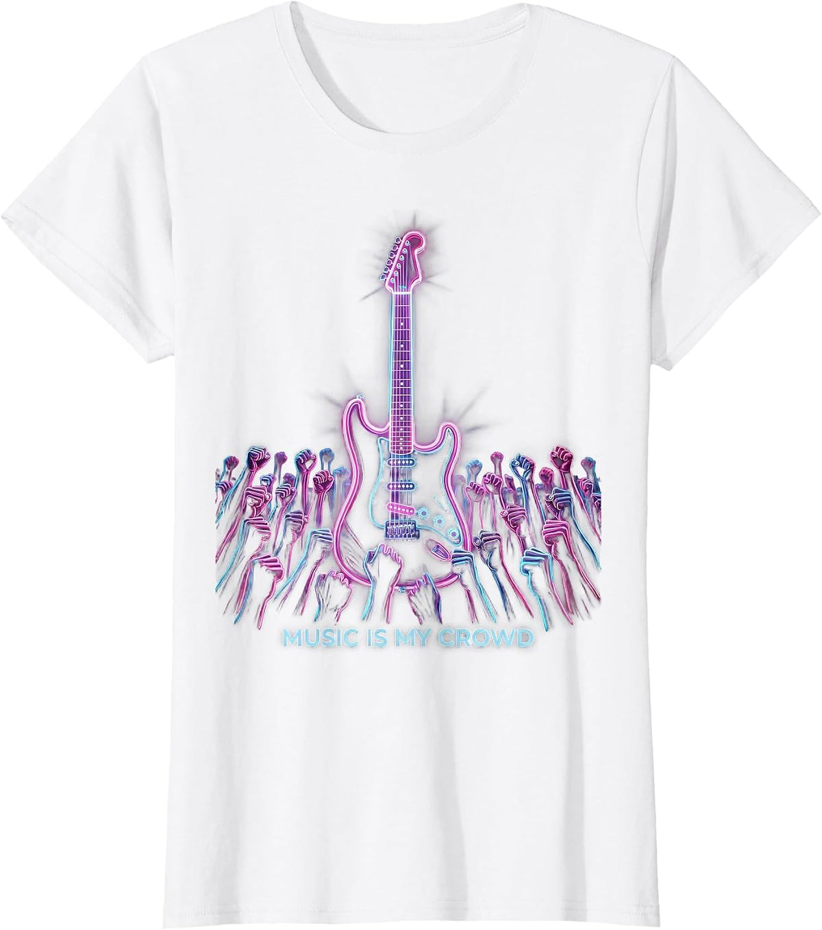 Music Is My Crowd Concert Lover Design T-Shirt - White