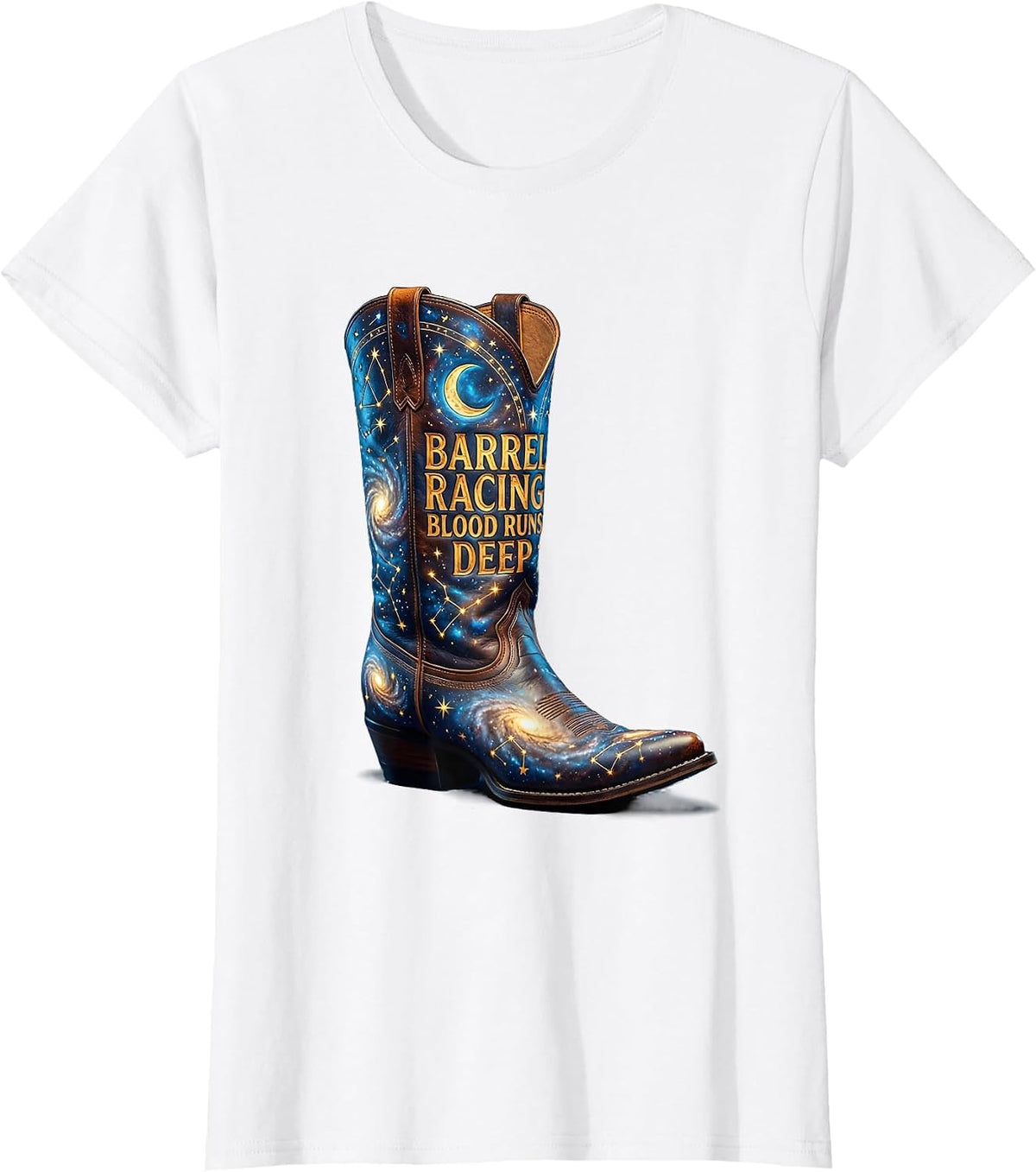 Barrel Racing Blood Runs Deep Cowgirl Design T-Shirt - White