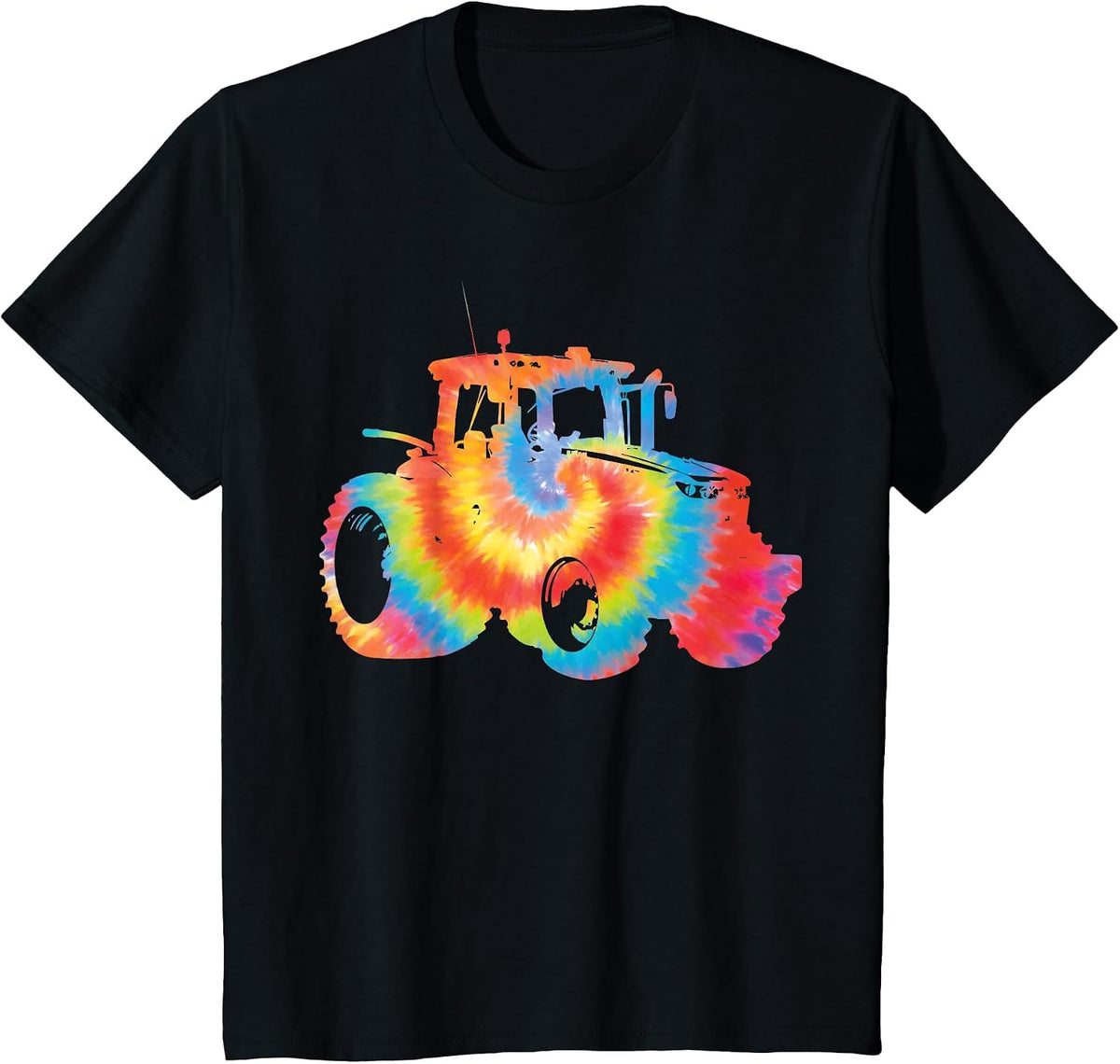 Farming Farmer Tie Dye 80s 90s Vintage Tractor T-Shirt - Black