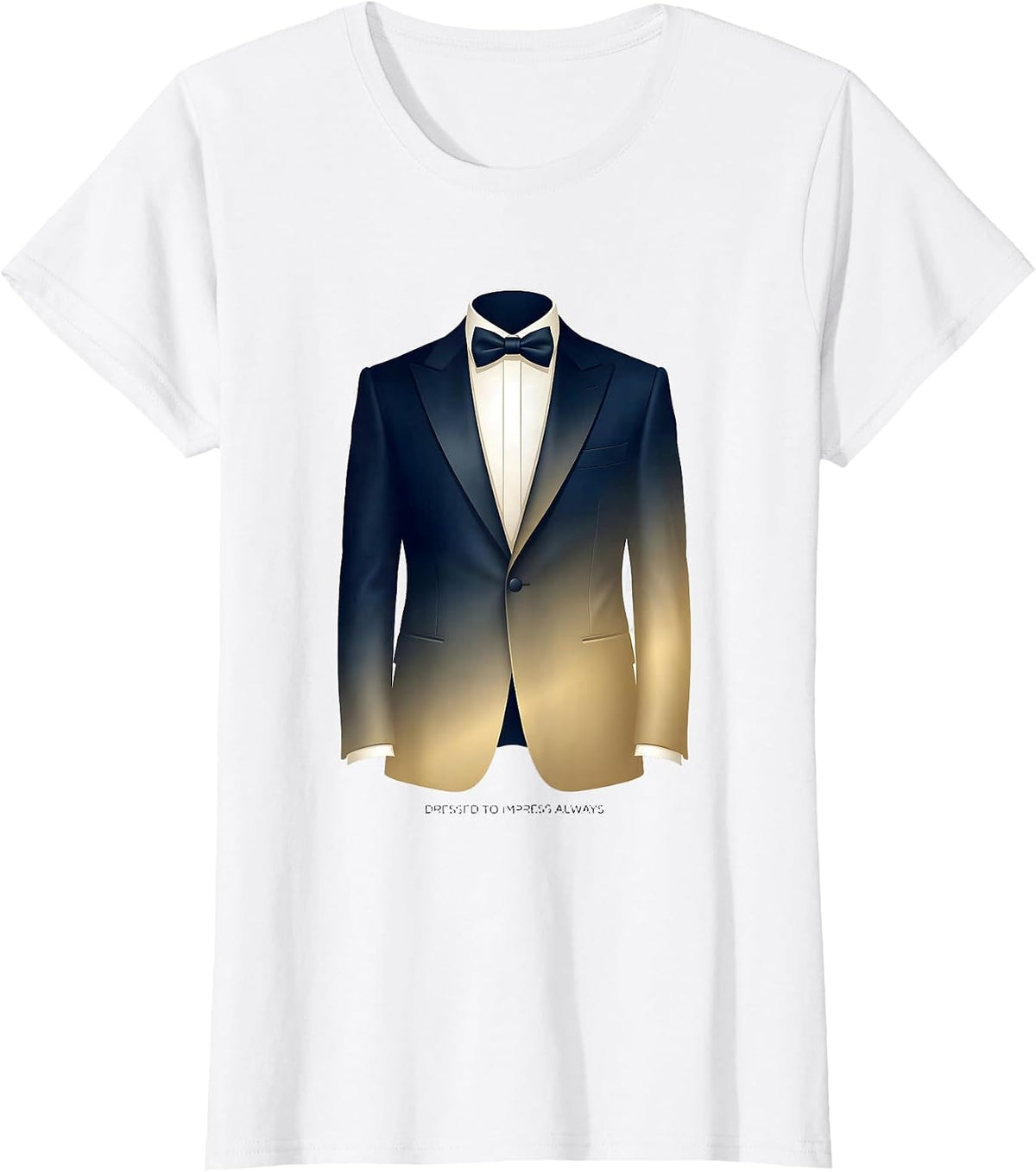 Dressed to Impress Always Tuxedo Graphic Design T-Shirt - White