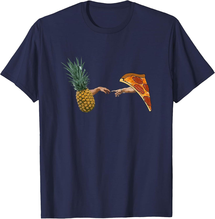 Pineapple on Pizza Creation of a Masterpiece Funny Pizza T-Shirt - Navy Blue
