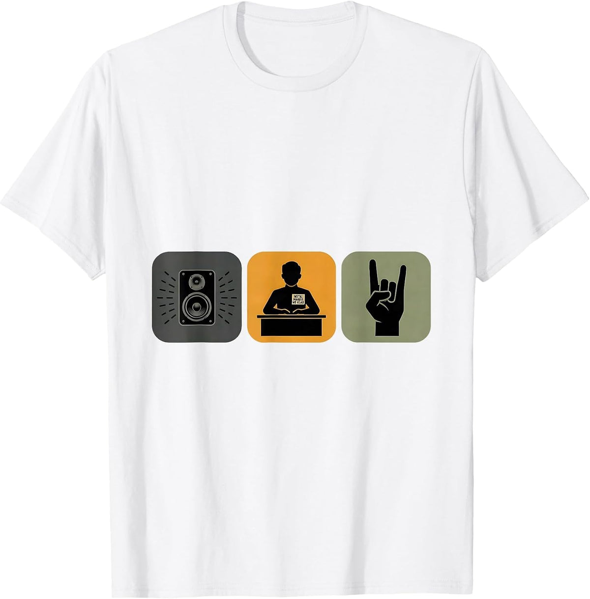 Metal Makes Me Glad Funny Heavy Metal Music Fan Deadpan T-Shirt - White