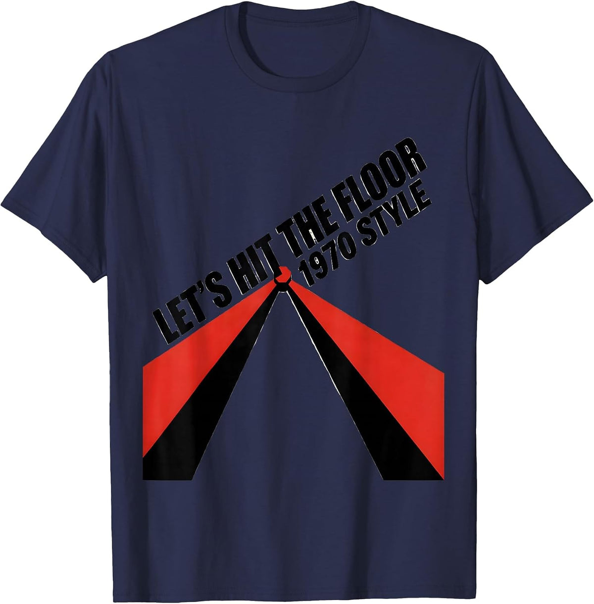 Men's Let's Hit The Floor, 1970 Style Retro Disco Party Costume T-Shirt - Navy Blue