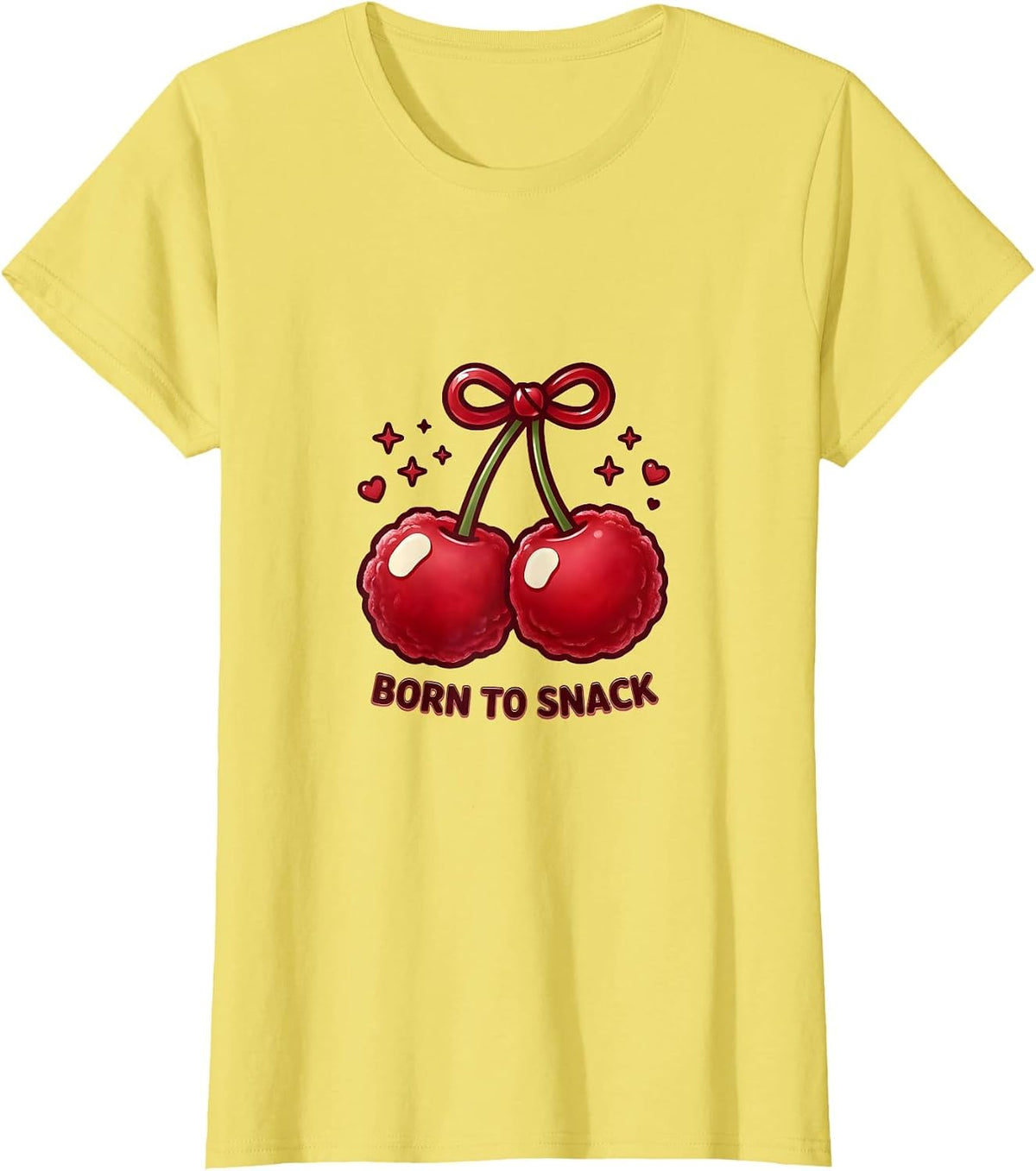 Born to Snack Popcorn Lover Graphic Design T-Shirt - Lemon Yellow