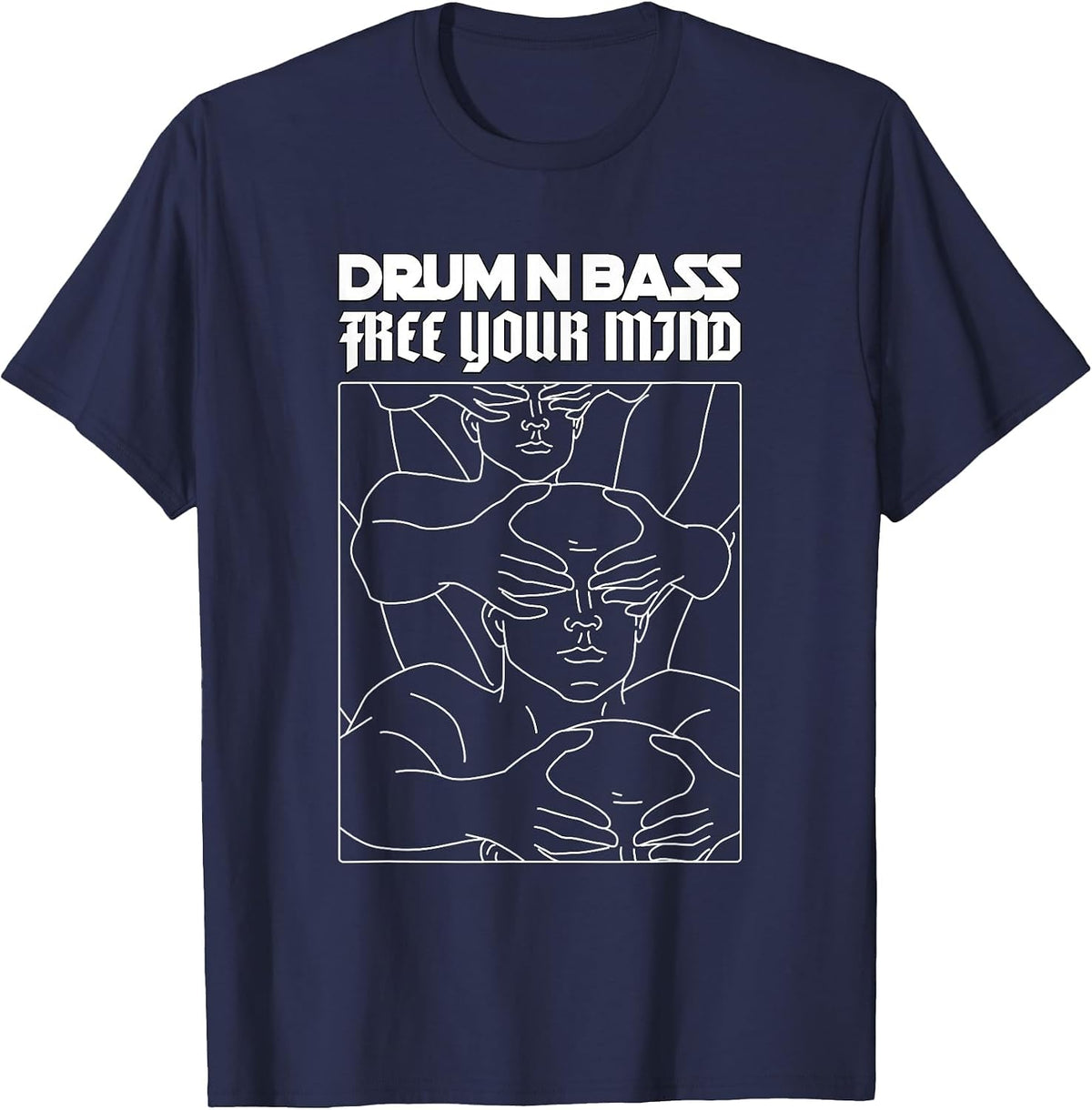 Drum N Bass Mind Liquid Music EDM Drum and Bass T-Shirt - Navy Blue
