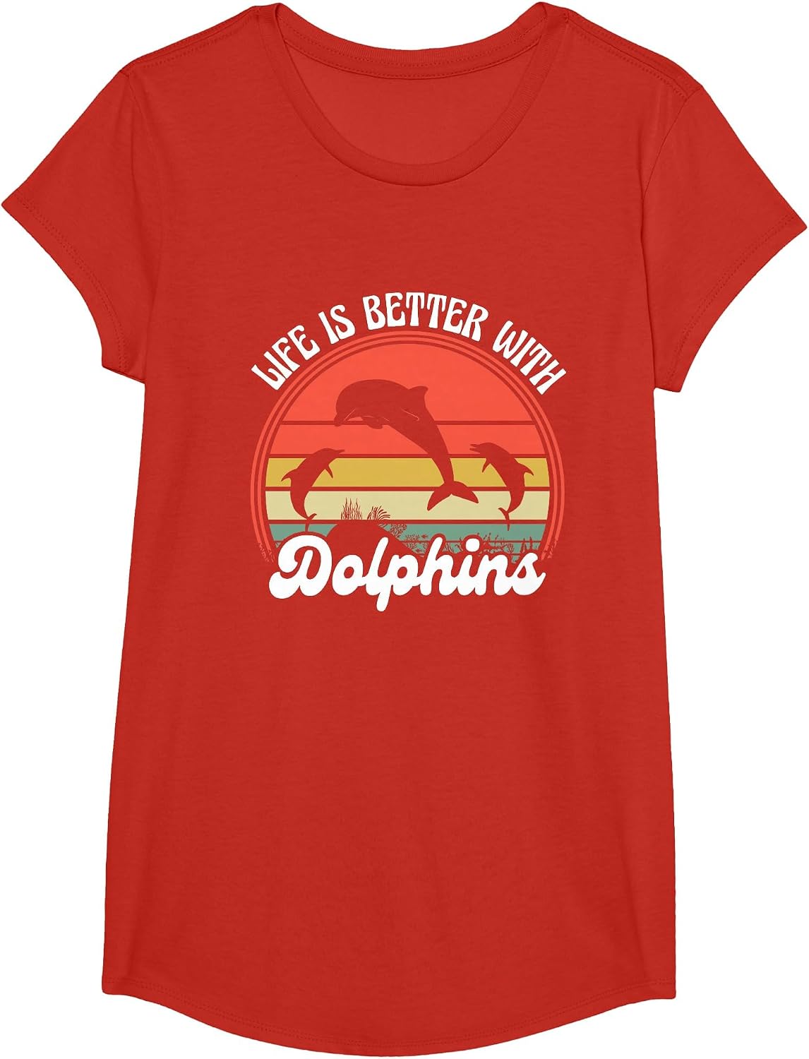 Dolphin Lover Cute Sea Ocean Animals Funny Dolphin Trainer T-Shirt - Girls Red