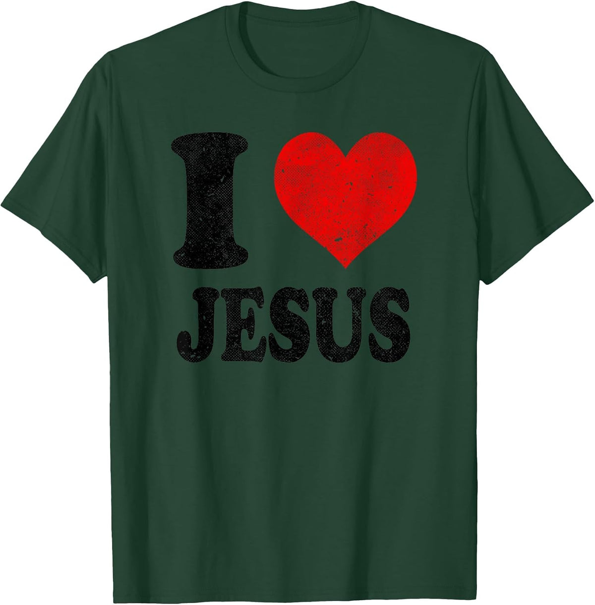 I Love Jesus Vintage T-Shirt - Dark Green